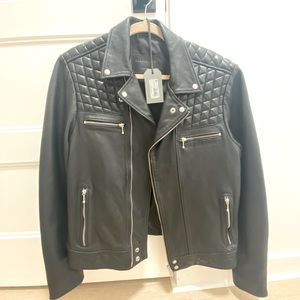 Selling this Allsaints black leather jacket in size L.
